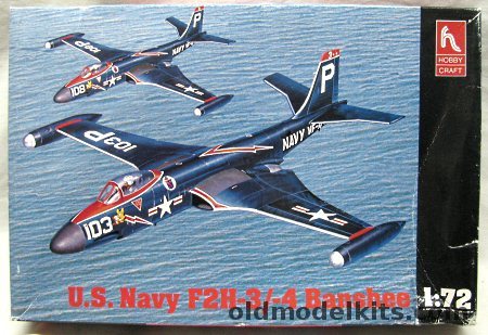 Hobby Craft 1/72 F2H-3 / F2H-4 Banshee - US Navy VF-11 1956 USS Coral Sea (Sea Blue Finish) / VF-11 '56 USS Coral Sea (Aluminum Finish) / VF-11 '56 (Gull Gray and White Finish) USS Coral Sea - (F2H3 F2H4), HC1356 plastic model kit